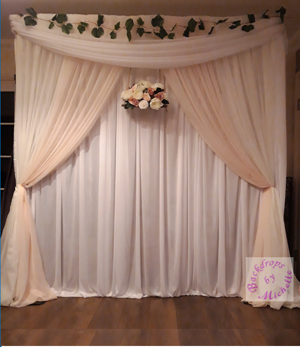 ivory-blush-central flower swing-valance